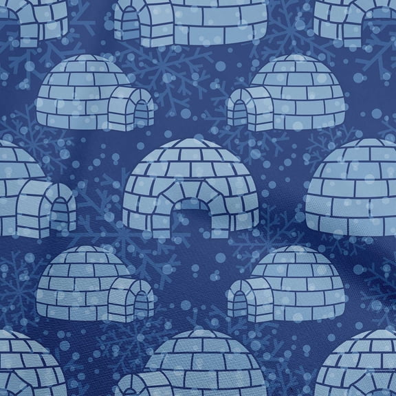 oneOone Georgette Viscose Medium Blue Fabric Igloo Sewing Craft Projects Fabric Prints By Yard 42 Inch Wide