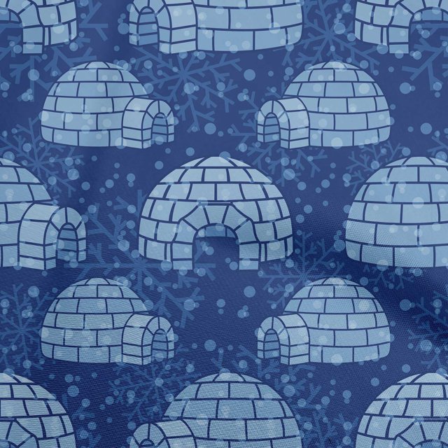 oneOone Polyester Spandex Medium Blue Fabric Igloo Craft Projects Decor Fabric Printed By The Yard 56 Inch Wide