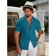 thumbnail image 4 of Coshow Men's Short Sleeve Shirts Button Down Casual Shirt Fashion Textured Summer Beach Top, 4 of 5