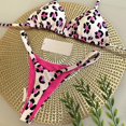 thumbnail image 3 of Guiexla 2Pcs/Set Sexy Women Bikini Set Leopard Print Halter Bra High Waist Lace-up Thong Set Bathing Suit Summer Beachwear, 3 of 8