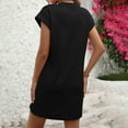 thumbnail image 5 of QUNYINEY Short Sleeve Summer Dresses for Women 2025 Solid Casual Shift Dress Crew Neck with Pockets Ribbed Mini Dresses, 5 of 5