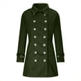 thumbnail image 4 of Herrnalise Women's Double Breasted Pea Coat Winter Mid-Long Trench Coat with Belt Army Green,XXL, 4 of 6