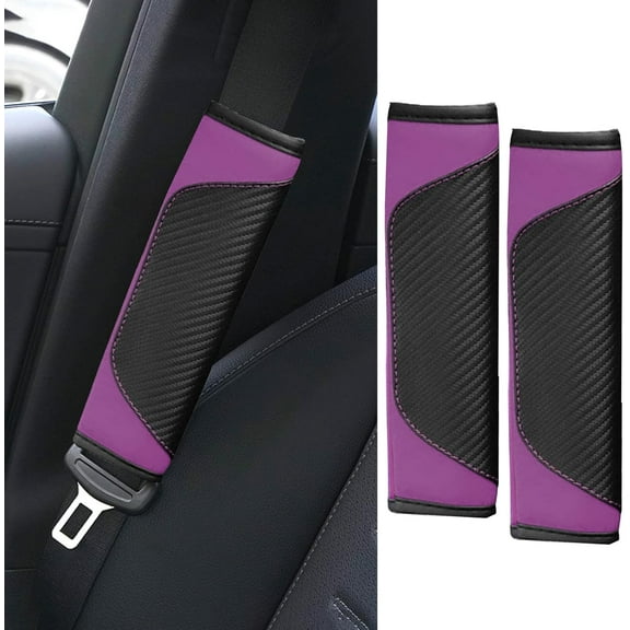 2 Pcs Car Seat Belt Cover Pad, Soft Carbon Fiber Leather Seatbelt Shoulder Protector for a More Comfortable Driving, Universal Safety Belt Strap Cover to Protect Your Neck