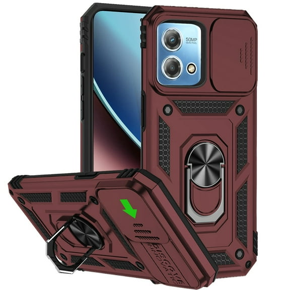 Phone Case for Motorola Moto G Stylus 5G 2023 Hybrid Stand, Camera Lens Protection & 360° Rotate Ring Kickstand Shockproof Cover fit Moto G Stylus 5G (2023) - Burgundy