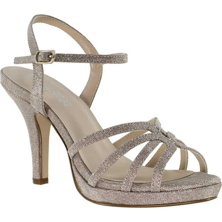 

Women s Touch Ups Mae Heeled Strappy Sandal Champagne Glitter Synthetic 10.5 M