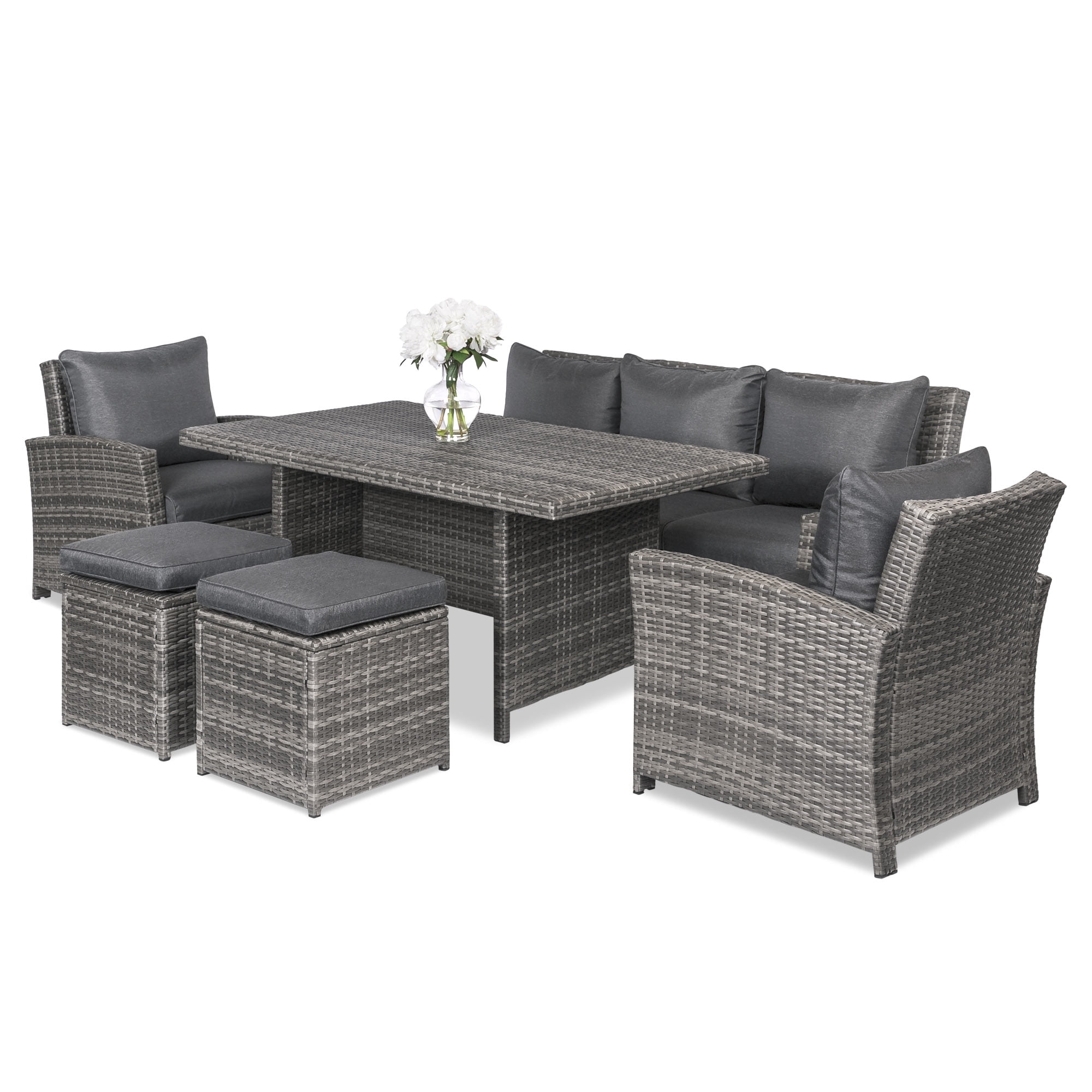 Best Choice Products 6Piece Modular Patio Wicker Dining Sofa Set