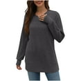 thumbnail image 5 of miqiqism Deals！Fall Shirt for Women Crewneck Pullover Tops Loose Tunic Blouses Sweaters Long Sleeve Basic Tees with Leggings,Dark Gray,Small, 5 of 5