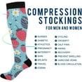 thumbnail image 4 of Coolnut High Elasticity Compression Socks, High Knee Socks Adult Universal Leisure Relieve Fatigue, Strawberry Flowers 6 Travel Daily with Running (2 Pair) Gift, 4 of 7