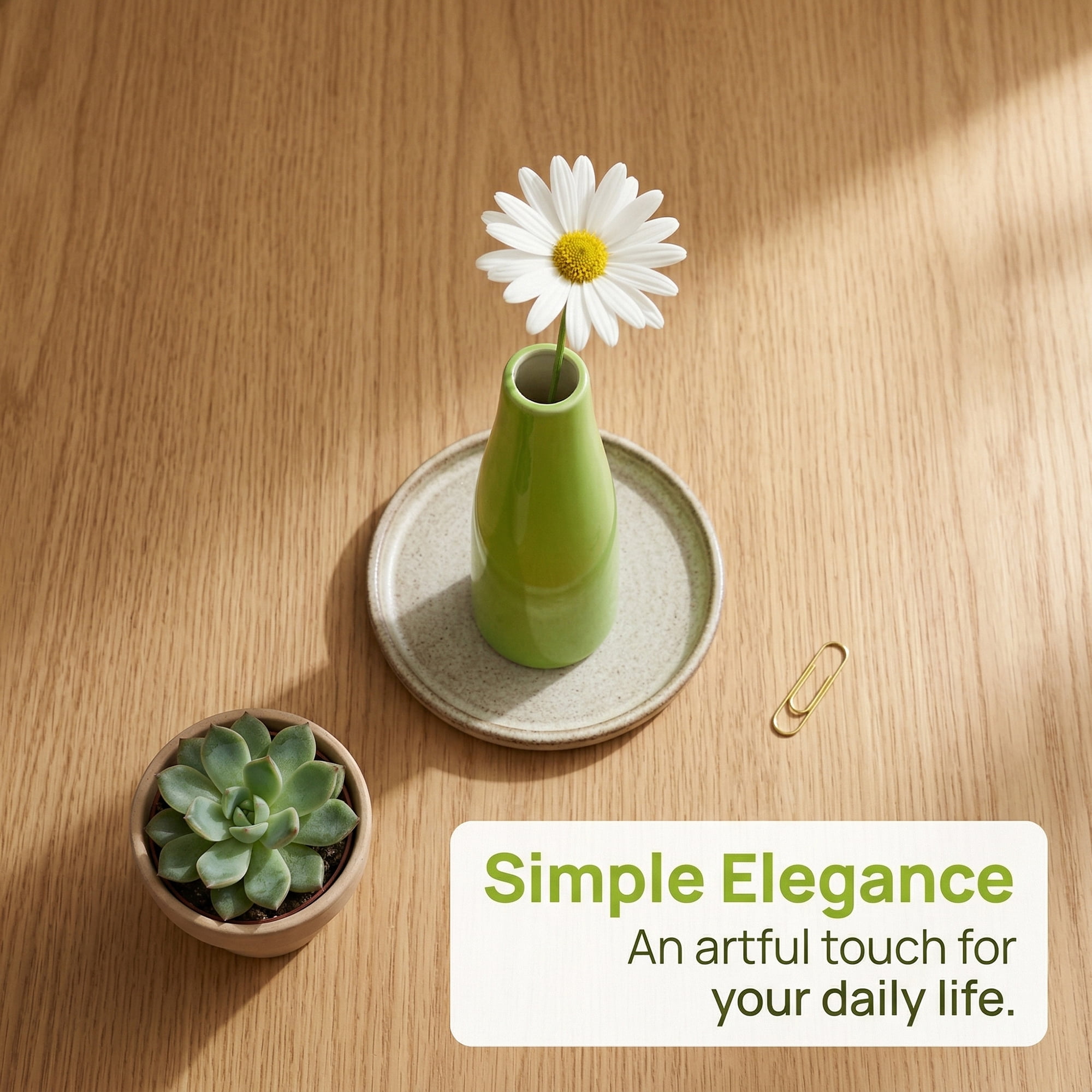 Unique Bargains Ceramic Bud Flowers Slim Decorative Vase Green 1.7"L x 1.7"W x 5.9"H