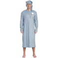 thumbnail image 4 of Men's Henley Sleep Shirt Nightgown Striped Big&Tall Long Sleeve Nightshirt with Night Hatc 26s, 4 of 5