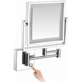 thumbnail image 1 of Square Lighted Makeup Mirror Wall Mount With Magnification, 1/3X Brass Zirconium Gold Magnifying Mirror Wall Mounted,Touch Stepless Dimming LED Lighted Makeup Mirror,Hardwired,Rose Gold,Silver, 1 of 6