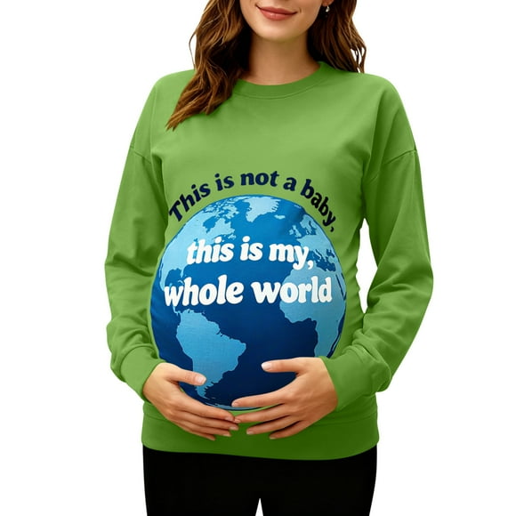 Ounisa Women's Baseball Crew Neck Solid Color Long Sleeve Maternity T-Shirt Top Pregnancy Shirt