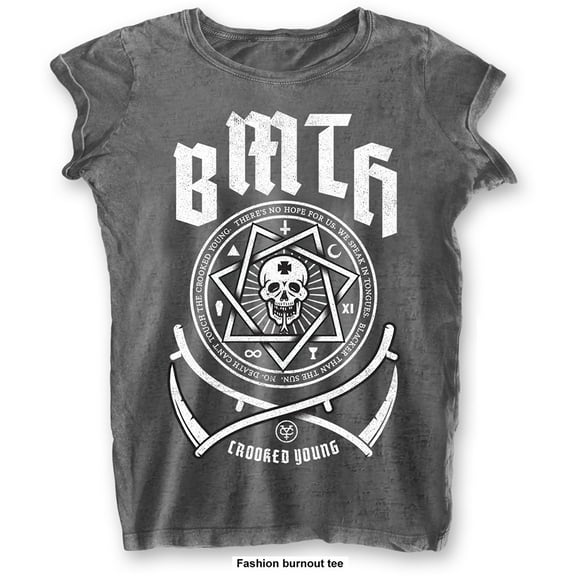 Bring Me The Horizon Ladies T-Shirt: Crooked Young (Burnout) (Large)