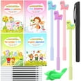 thumbnail image 1 of 4 Pieces Magic Practice Copybook with Pen English Practice Copy Book Handwriting Magic Writing Paste Board for Before School Kids, Number Math Alphabet Drawing Magic Calligraphy, 1 of 7