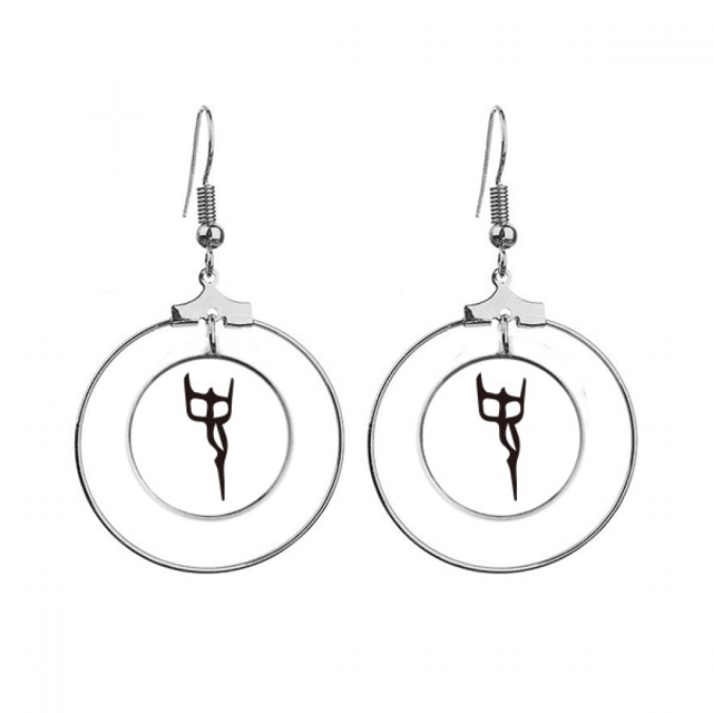 Bone Inscription Chinese Surname Character Shi Earrings Dangle Hoop Jewelry Drop Circle