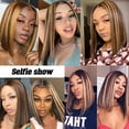 thumbnail image 5 of SUCS Wig Lace Front Wigs Human Hair Original Queen Wigs for Black Women 4X4 Lace Closure Wigs Human Hair 180% Density Ombre Brown Honey Blonde Straight Human Hair Wigs 12Inch, 5 of 9