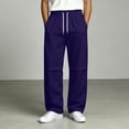 thumbnail image 6 of MXALUOB Open Bottom Sweatpants Men Straight Leg Drawstring Athletic Pants Full Length Loose Fit Pleated Fashion Pant Gym Running Trousers, 6 of 6