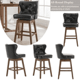 thumbnail image 2 of 360 Degree Swivel Bar Stools, Counter Height Barstools, Modern Upholstered Bar Stools with Back Bar Chairs, 27 Inch Kitchen Island Bar Chair, Solid Wood Legs for Kitchen(Black,Set of 4), 2 of 9