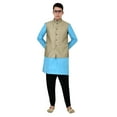 thumbnail image 6 of Sonakshi Fashion Men's Brocade Waistcoat Bandhgala Festive Jacquard Nehru Jacket, Color: Beige, Size: 46, 6 of 6