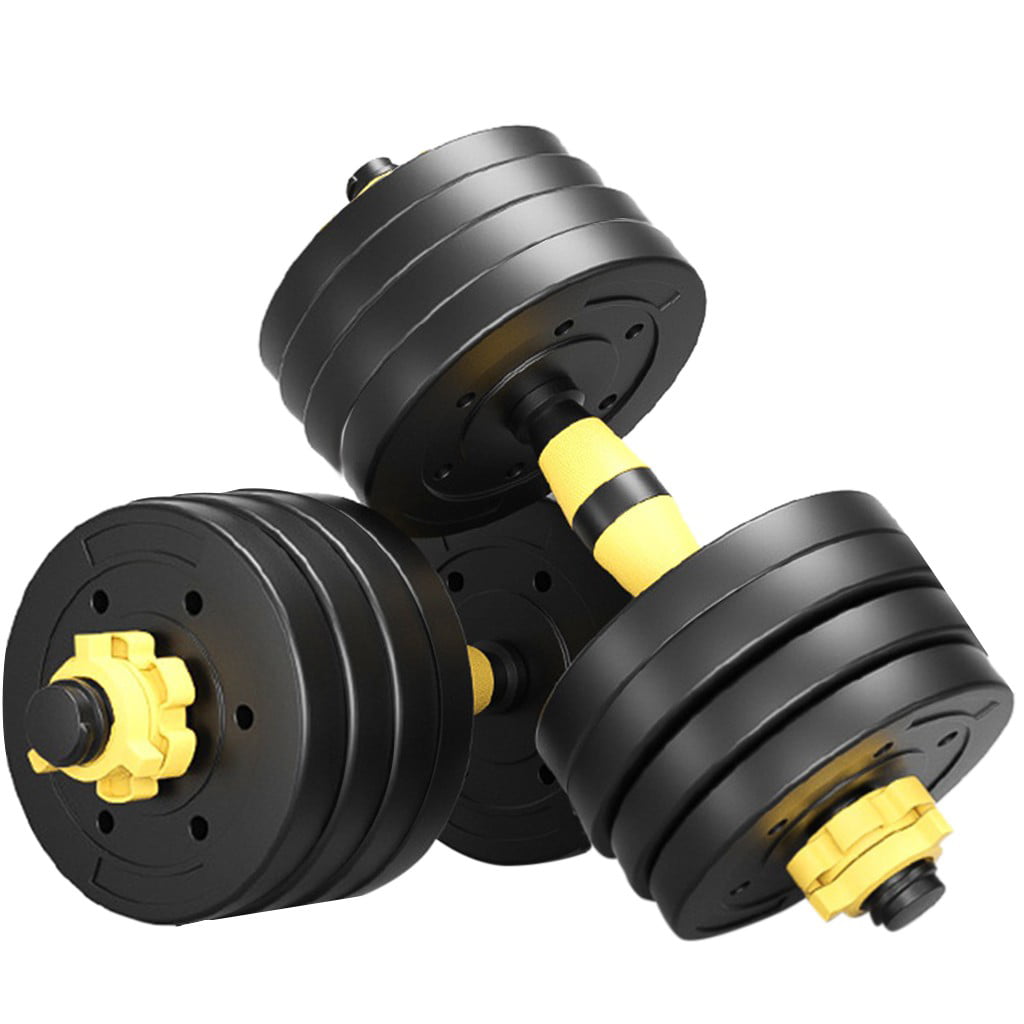 2 IN 1 Dumbbell Adjustable Cap Gym Barbell Plates Body Workout 20kg Details about   Weights Set 