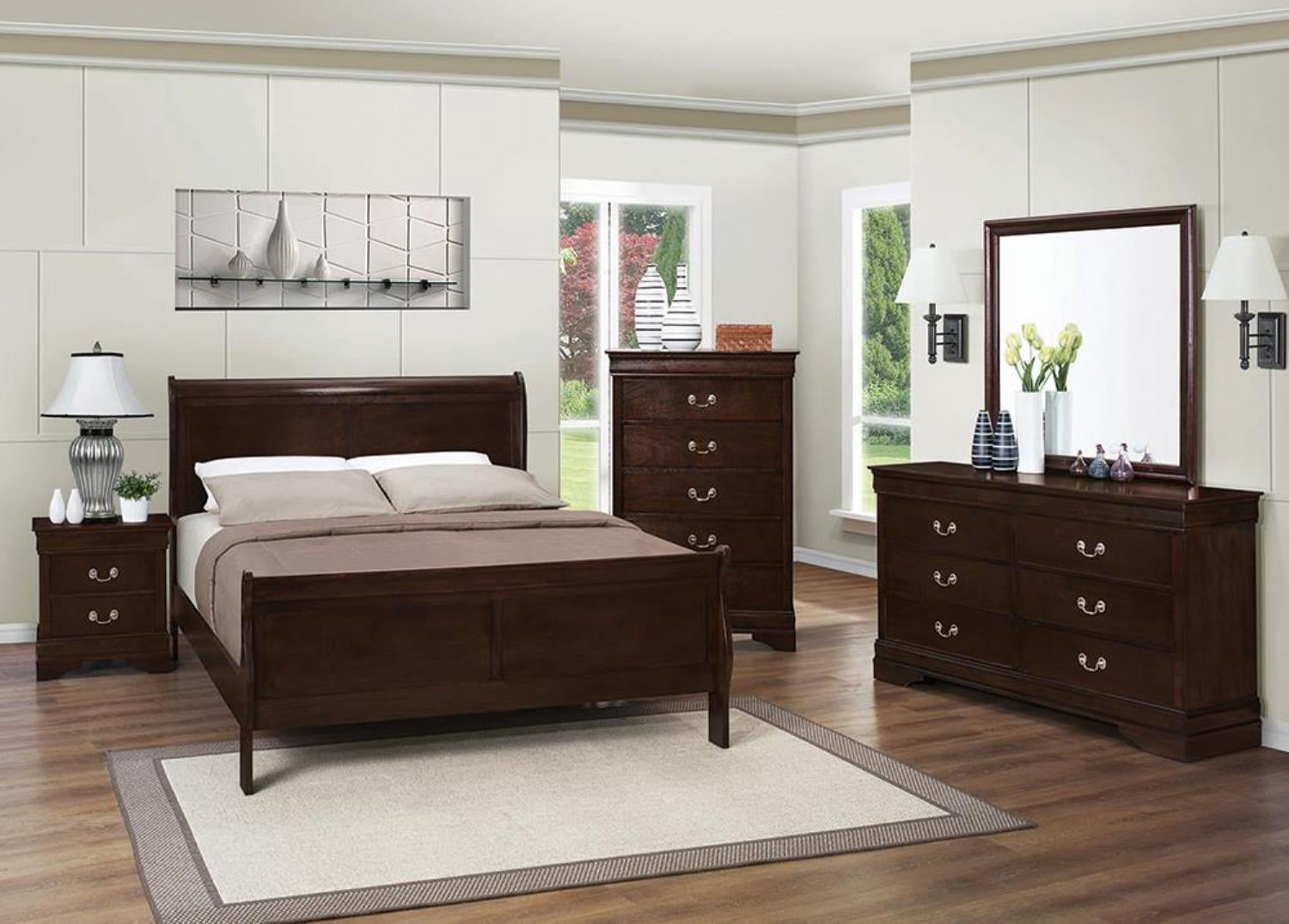 Coaster Louis Philippe Sleigh Panel Bed Red Brown-Finish:Cappuccino,Size:Eastern King,Style:Traditional