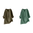 thumbnail image 1 of (2-Pack) Rinsvye Womens Solid Color Long Sleeve Mandarin Collar Blouse Women Clothing Timeless Design, 1 of 4