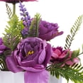thumbnail image 2 of Enova Home Artificial Silk Peony and Dahlia Flowers Arrangement in White Pot (Purple), 2 of 2