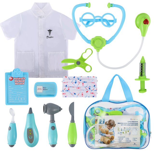 Magicfly Kids Doctor Kit 12 Pcs Role Pretend Play Set Realistic Sound Toy Doctor Kit with Clothes Accessories