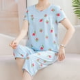 thumbnail image 5 of zbxnLI Plus Size Womens Pajama Sets Floral Short Sleeve Sleepwear Capri Pants Pjs Sets Loungewear Outfits, 5 of 7