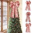 thumbnail image 1 of Lazo decorativo de color caqui con copos de nieve, lazo de lino de doble capa para Navidad, lazo de lino para Navidad, lazo navideño de rendimiento comprobado, 1 of 6