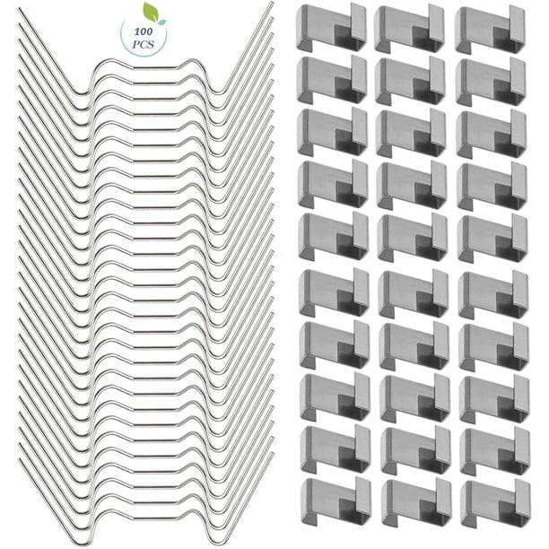 100 piezas de clips de vidrio para invernadero, clips de acero inoxidable para ventanas de invernadero, accesorios para invernadero (50 piezas de clips de alambre de acero inoxidable 304 W, 50 piezas