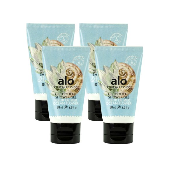 Fruits & Passion Gel Douche aux Fleurs de l'Océan Aloe 2 Onces - Lot de 4