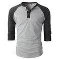 thumbnail image 2 of H2H Mens Casual Slim Fit Raglan 3/4 Sleeve Henley T-Shirts(CMTTS0174), 2 of 5