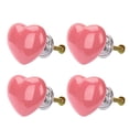 thumbnail image 1 of Unique Bargains Solid Ceramic Knob Heart Shaped Drawer Pull Handle Cupboard Wardrobe 4pcs Pink, 1 of 7