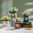 thumbnail image 5 of Flores artificiales en maceta, pequeño jarrón de cerámica, plantas de flores falsas, decoración de escritorio para interiores, 5 of 5