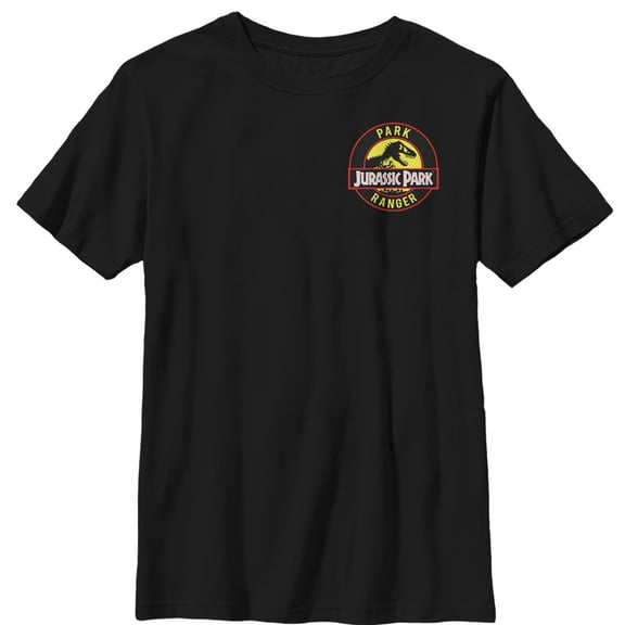 Boy's Jurassic Park Ranger Logo Badge Graphic Tee Black Medium