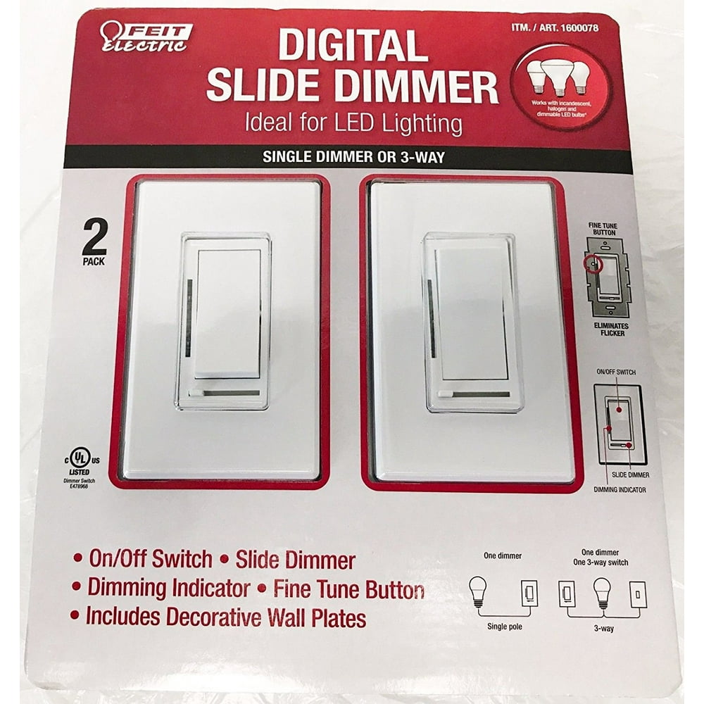 Feit Electric Digital Slide Dimmer Ideal for LED Lighting 2 Pack NEW