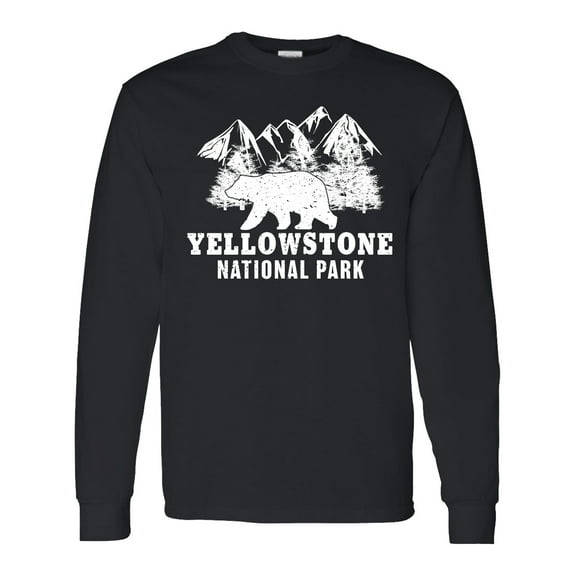 Inktastic Yellowstone National Park with Bear Mountains and Trees Long Sleeve T-Shirt