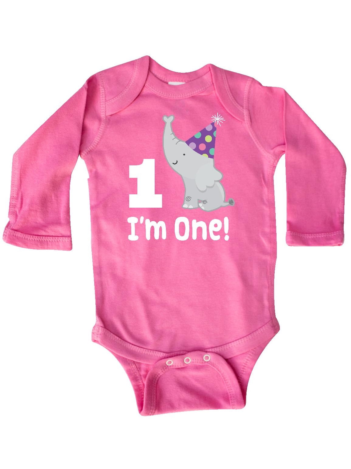 INKtastic Babys 1st Birthday Elephant Zoo Animal Long Sleeve Creeper