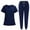 Dark Blue_#61304, variant on Homozy Scrub Sets for Women 2 Pack Casual Solid Color Working Uniform Suit with Pockets V Neck Scrub Tops and Drawstring Pants