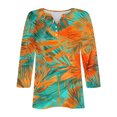 thumbnail image 3 of Blusas para las Mujeres Casual Impreso 3/4 Mangas Cuello en V Botón de Ocio Top Blusa Tops para las Mujeres, 3 of 8