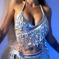 thumbnail image 4 of Bras for Women,Sparkling Sequin Fringe Bralette Top For Carnival Party Club Dance Evening Wear,Sports Bras for Women,Silver,M, 4 of 5