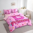 thumbnail image 2 of spefrowx Dreamy Princess D Letter Full Size Bedding Sets for Kids, Kawaii Cartoon Stars Bow Full Size Bed in a Bag, Pink Reversible, 7pcs, 2 of 6