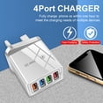 thumbnail image 2 of Adaptador de pared de cargadores de teléfono móvil de carga USB portátil de 4 puertos (blanco) Hugtrwg  Nuevos Originales, 2 of 7