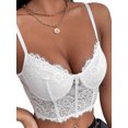 thumbnail image 3 of Women's Sling Tank Tops, V-Neck Spaghetti Strap Solid Color Slim Fit Summer Lace Crop Vest, 3 of 8