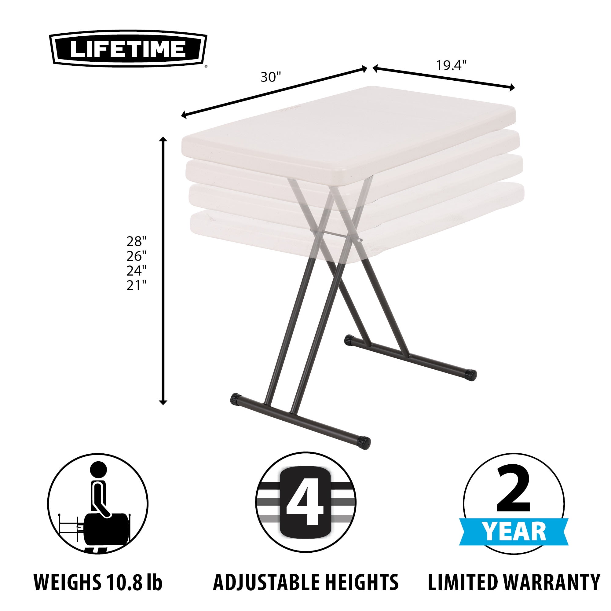 Lifetime adjustable height personal camping table discount