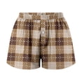 thumbnail image 4 of Bjutir Shorts For Women Shorts Cute Soft Elastic Low Waist Plaid Print Button Front Pajama Bottoms Boxer Shorts Sleepwear Khaki S, 4 of 5