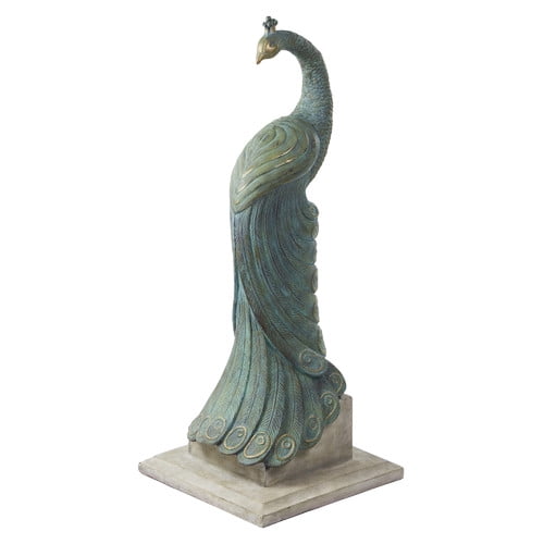 Bombay Outdoors Resin Royal Peacock Statuary, 14"L x 14"W x 34.5"H