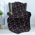 thumbnail image 4 of Lemur Soft Flannel Fleece Blanket, Exotic Tiger Leopard Madagascar Monkey Chains Abstract Repeating Pattern, Cozy Plush for Indoor and Outdoor Use, 50" x 60", Apricot Dark Navy Blue, by Ambesonne, 4 of 5