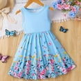 thumbnail image 2 of Gelikeya Girls Easter Dresses 5T Summer Western Style Bowknot Design Sleeveless Small Floral Princess Style Casual Spring Dress(Toddlers, Z05-Sky Blue, 3-4 Years), 2 of 6